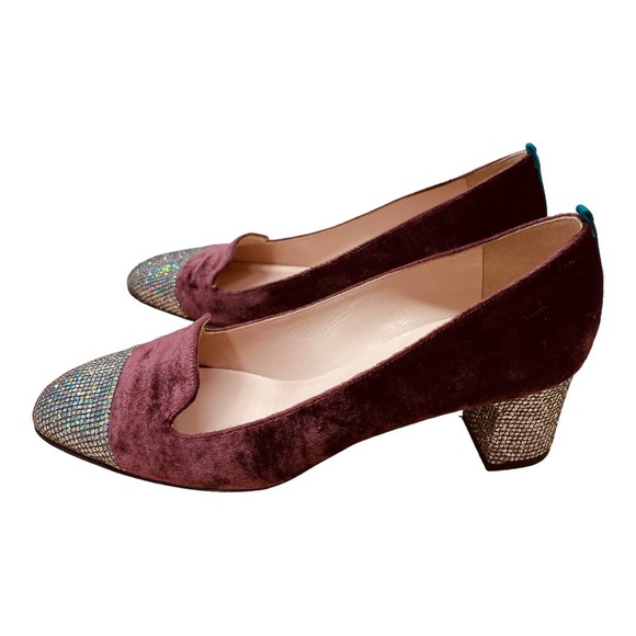 SJP by Sarah Jessica Parker Daze Velvet Cap Toe Mid Heel Pumps - Picture 8 of 8